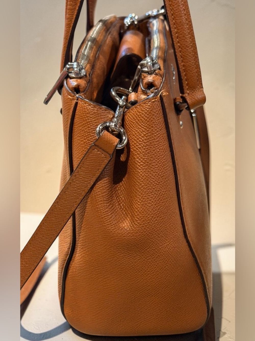 Coach Stanton Carryall 26 in Crossgrain Leather - Saddle/Silver - Picture 4 of 11